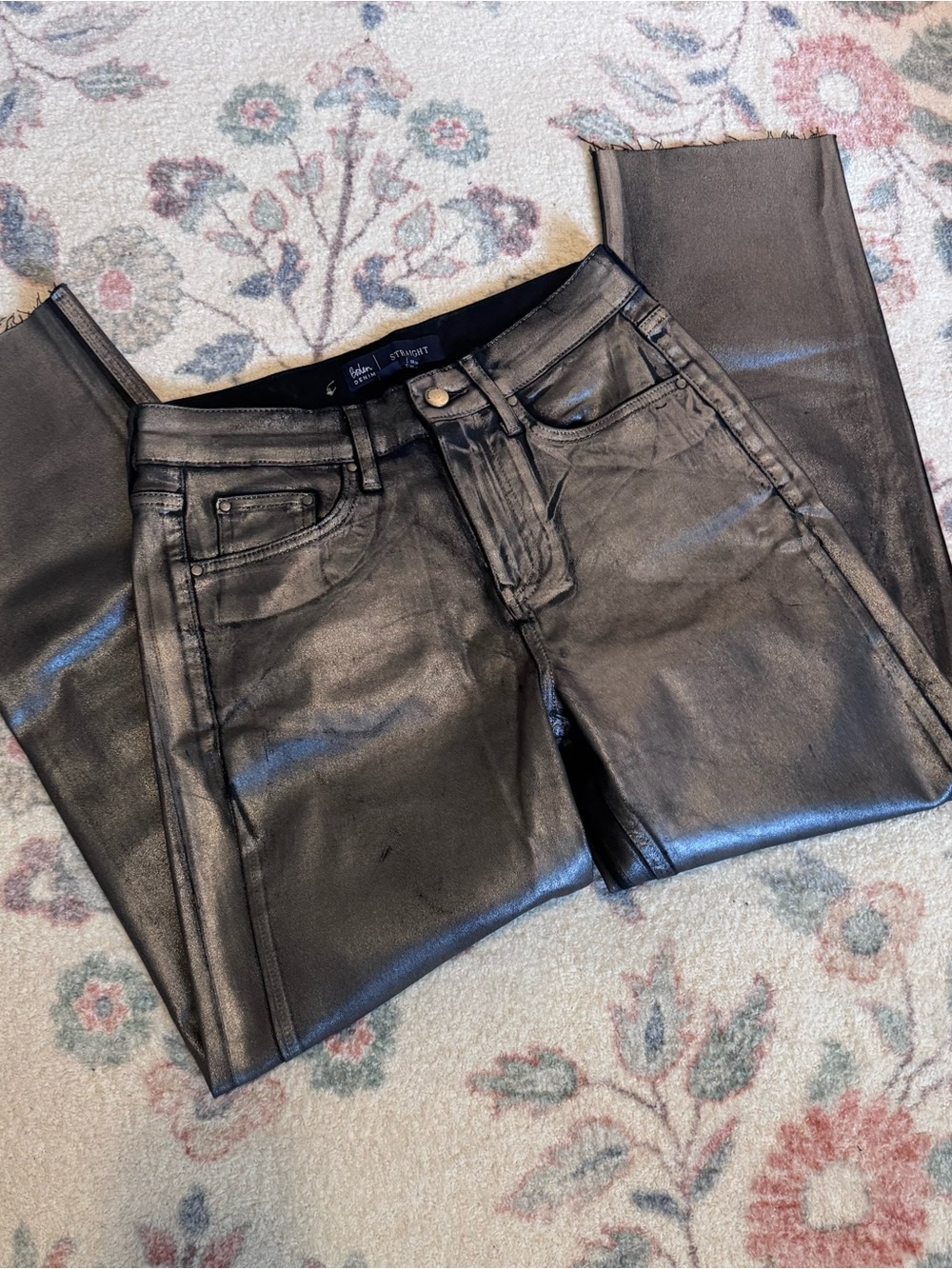 Boden Silver Coated Straight Cropped Jeans
